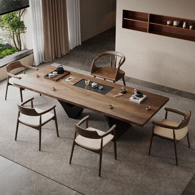 南美胡桃木大板新中式客厅茶水茶桌椅组合2025新款高端意式泡茶台