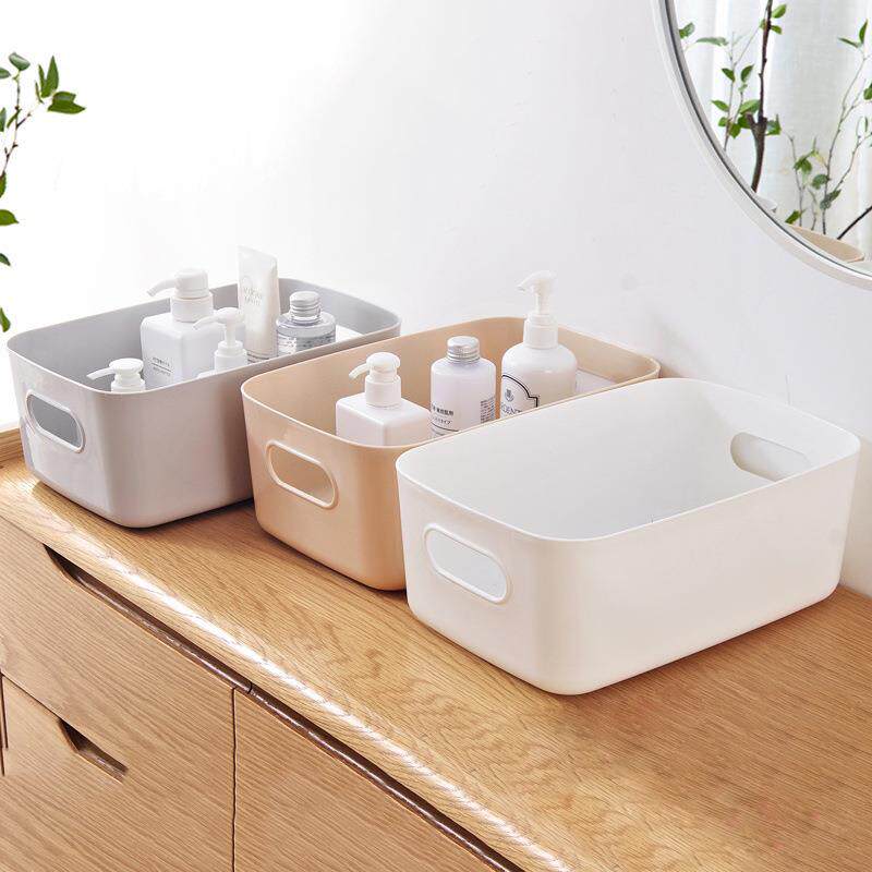 桌面收纳盒浴室化妆品置物架厨房塑料杂物零食居家收纳筐三件套
