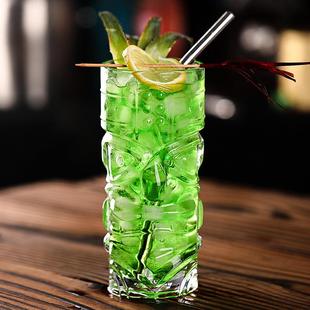 夏威夷tiki mug提基杯鸡尾酒杯鬼脸果汁杯冷饮杯玻璃沙冰杯神像杯