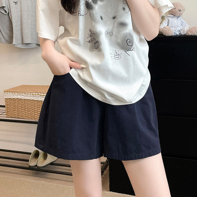 棉麻工装短裤女夏季2026新款宽松显瘦休闲外穿运动黑色热裤