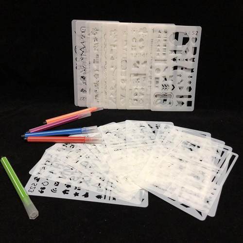 热销新款手抄报模板PET镂空模板绘画模板记账绘图尺DIY绘画工具