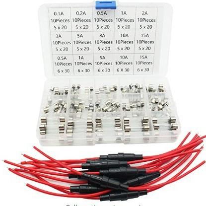 150PCS玻璃保险丝管250V1A2A3A5A6A7A8A10A15A20A 6x30mm 5X20