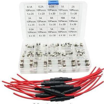 150PCS玻璃保险丝管250V1A2A3A5A6A7A8A10A15A20A 6x30mm 5X20
