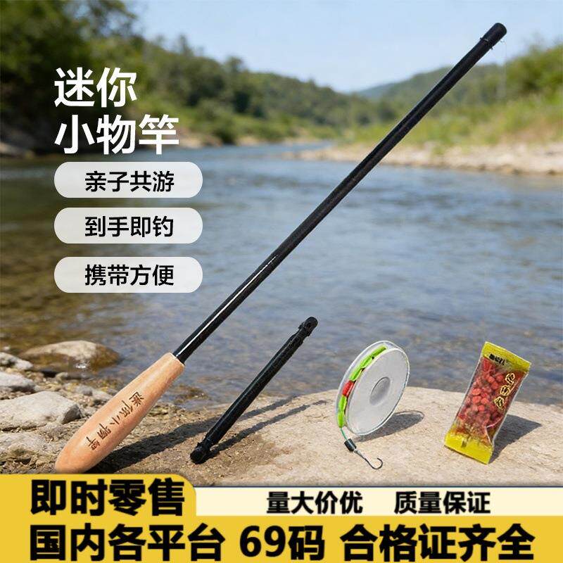 儿童钓鱼竿小物钓鱼竿小鱼杆带钩漂线钓虾钓螃蟹杆小孩专用鱼竿