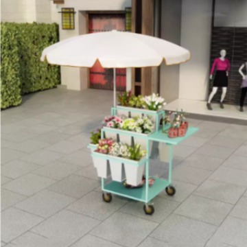 夜市摆摊卖花小推车多层阶梯可移动鲜花花店醒花桶方桶展示架花车