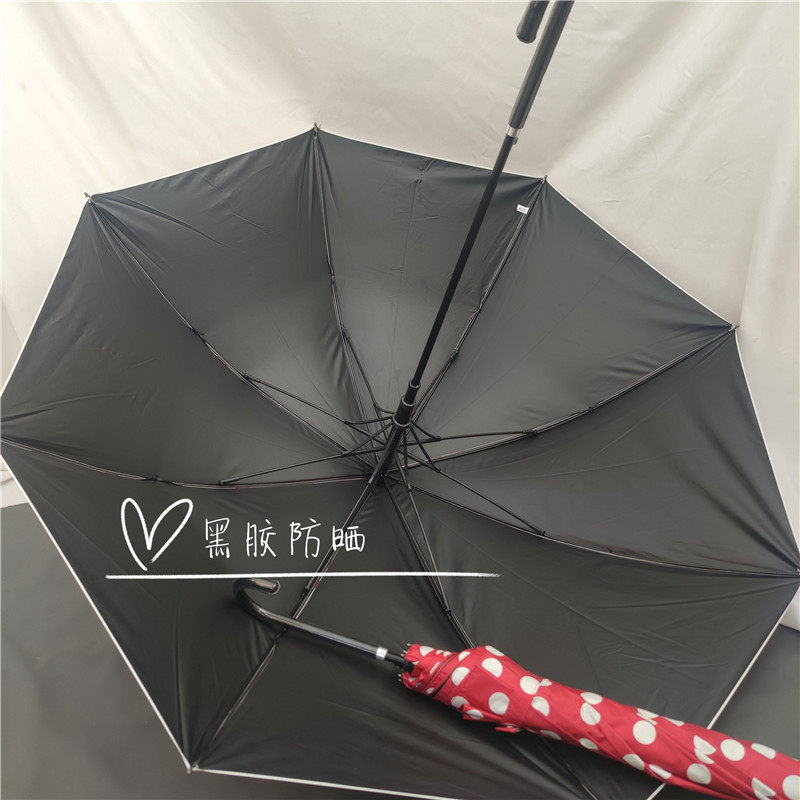 港式复古红波点奶系可爱大圆点黑胶防晒自动长柄加固抗风晴雨伞女
