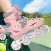 男童溜冰鞋 初学者 可调大小可刹车女童公主10到12岁儿童专业轮滑鞋