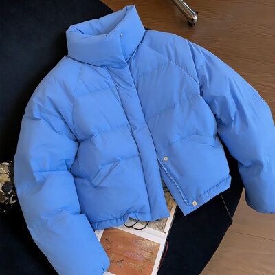 美式复古立领短款百搭保暖棉服外套女秋冬时尚休闲百搭小个子棉衣