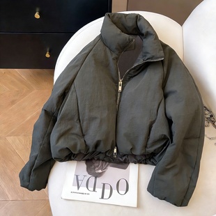 独特好看百搭立领短款棉服外套女秋冬时尚设计感宽松百搭棉衣棉袄