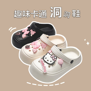 新款 兒童拖鞋 中大女童卡通可愛沙灘洞洞鞋 女童防滑涼拖外穿 夏季