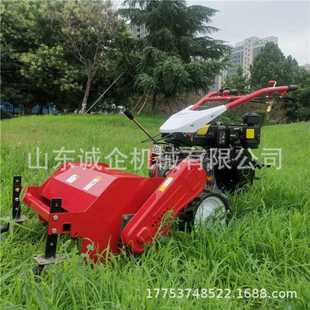 网红款 柴油动力荒地除草还田碎草机 手扶自走式 果园林割草除草机