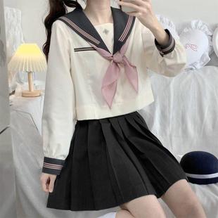 学院风夏季 学生装 日系水手服全套中间服女 正版 桃叶中jk制服裙套装