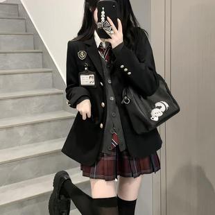 外套女学院风收腰叠穿黑色西服jk 秋冬校供西装 正版 原创jk制服套装