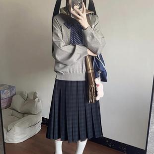 日系jk长裙校供感格裙叠穿半身裙女 学院风套装 海苔JK制服套装 正版