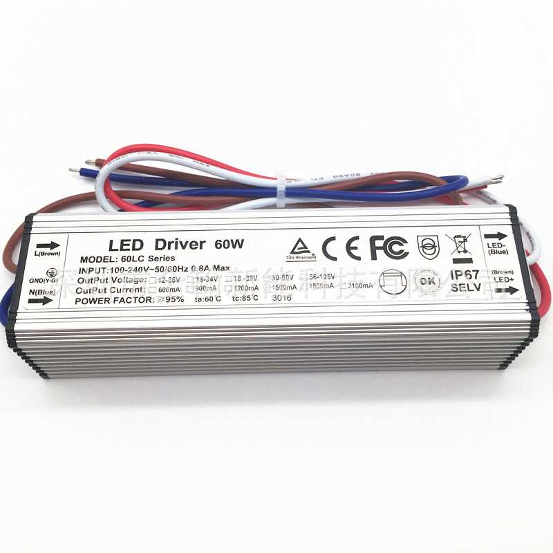 LED恒流驱动防水电源高PF40w45w48w50w60w900ma15串18串20串x3w并