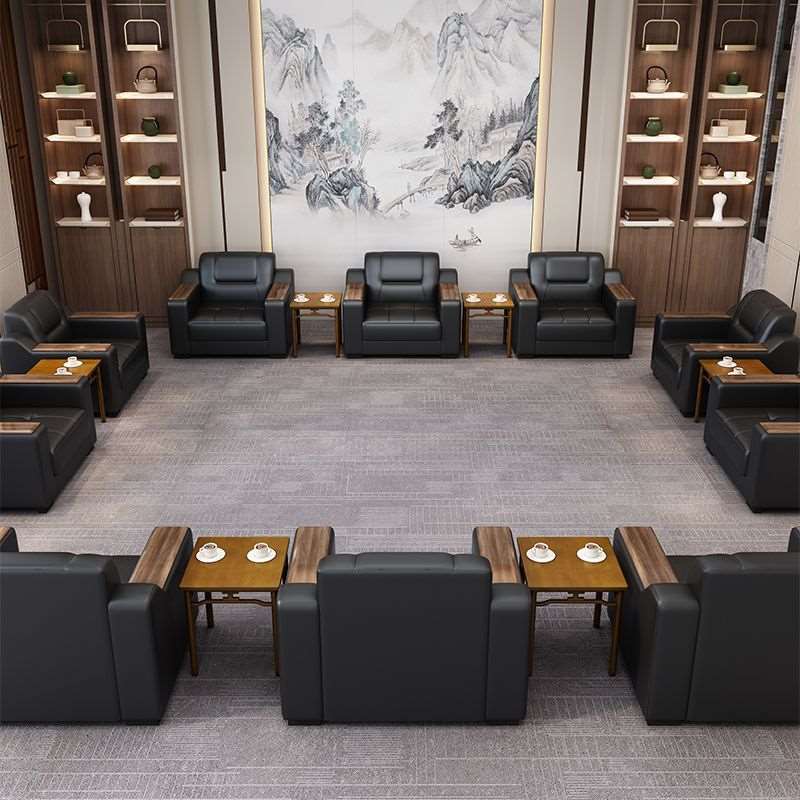 接待沙发办公室会客洽谈区新中式商务简约现代茶几组合茶台会议厅