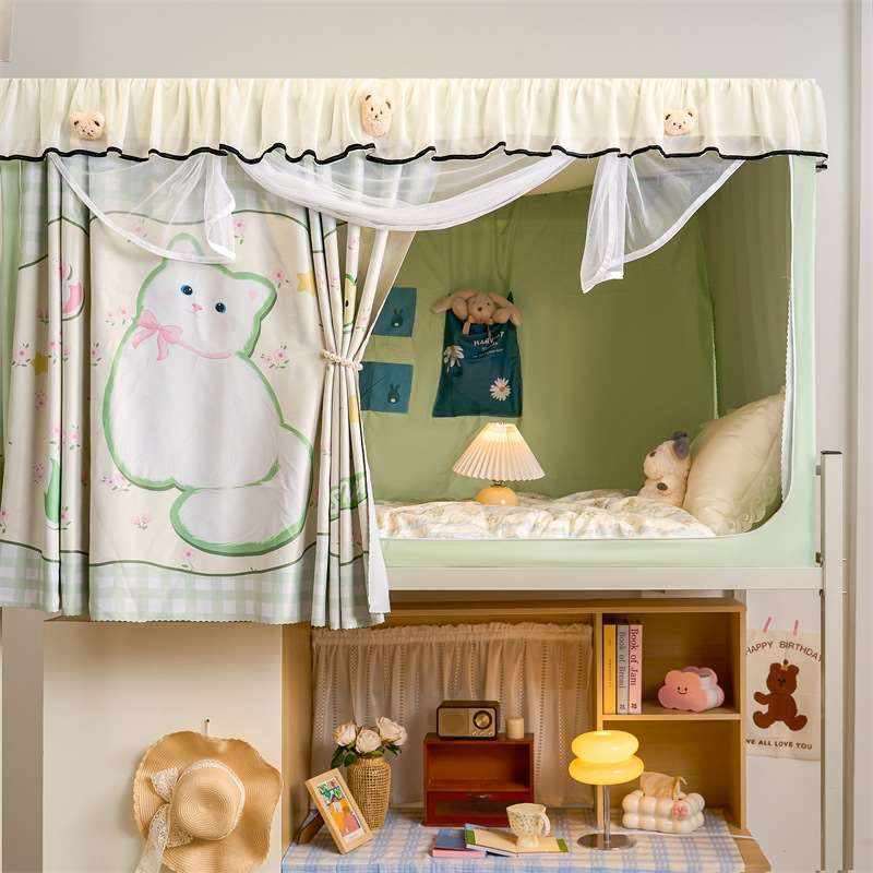 床帘蚊帐一体式学生宿舍上下铺遮光帘寝室床遮挡帘全包式窗帘