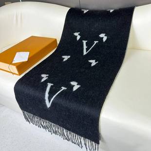 家正确版大牌高品质羊绒双面围巾欧美经典老花百搭冬季保暖围脖