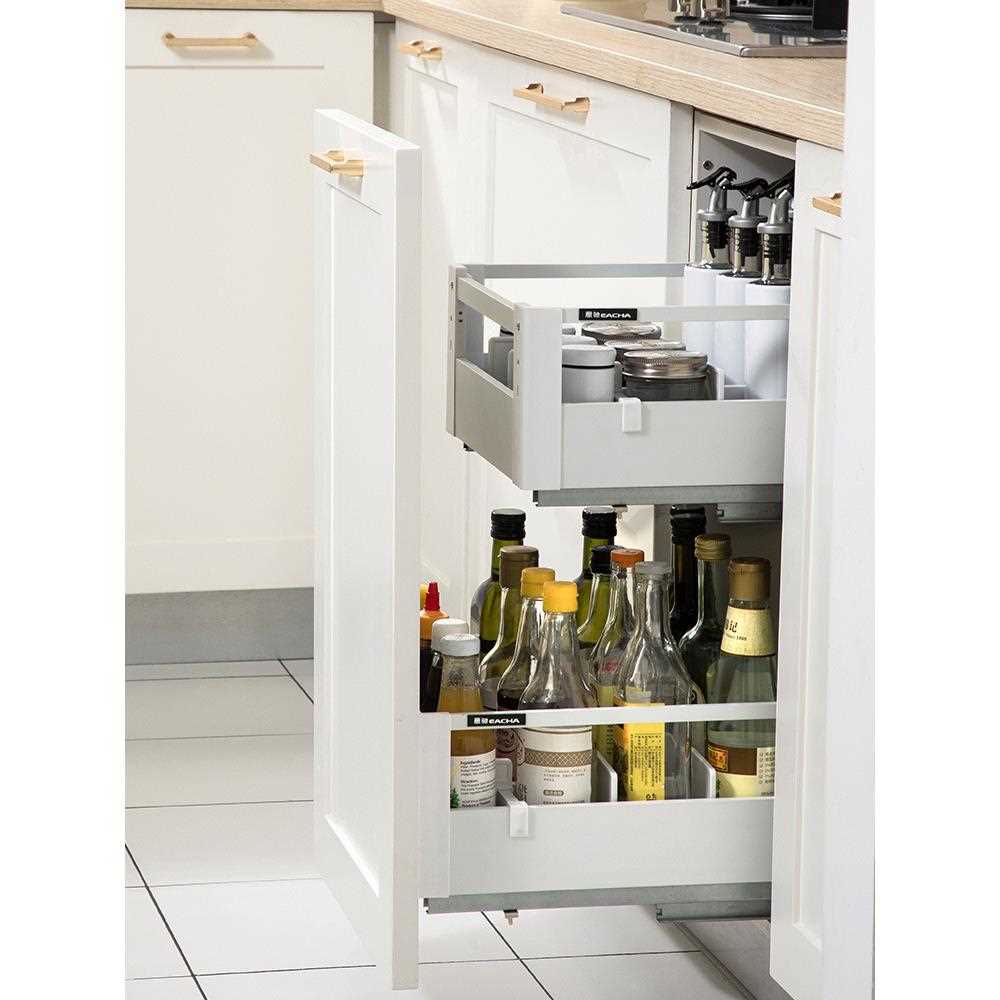 ft304不锈钢厨房橱柜小尺寸抽屉式单双层调味置物架拉篮350深度