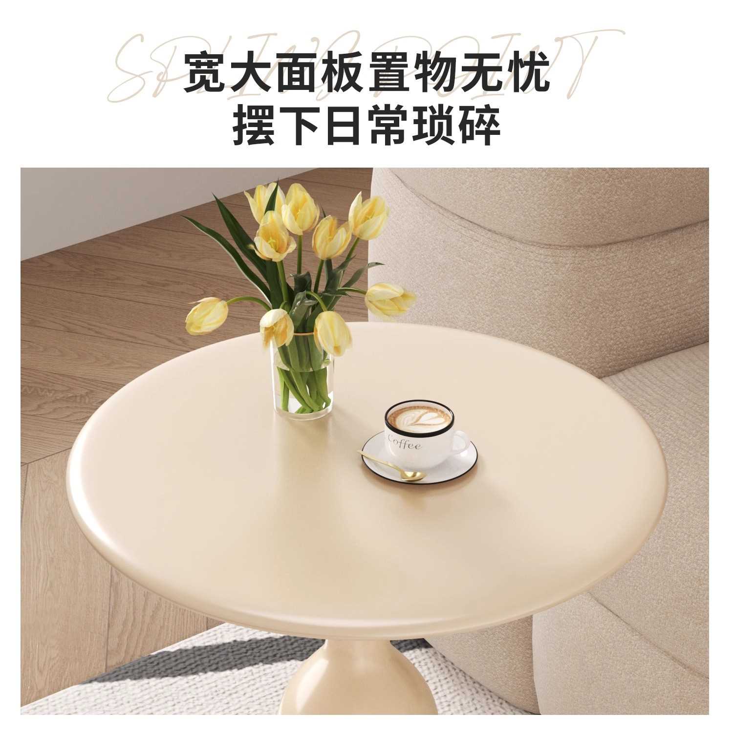 床头柜简约现代家用卧室铁艺小型圆形奶油风边几替代品创意置物架