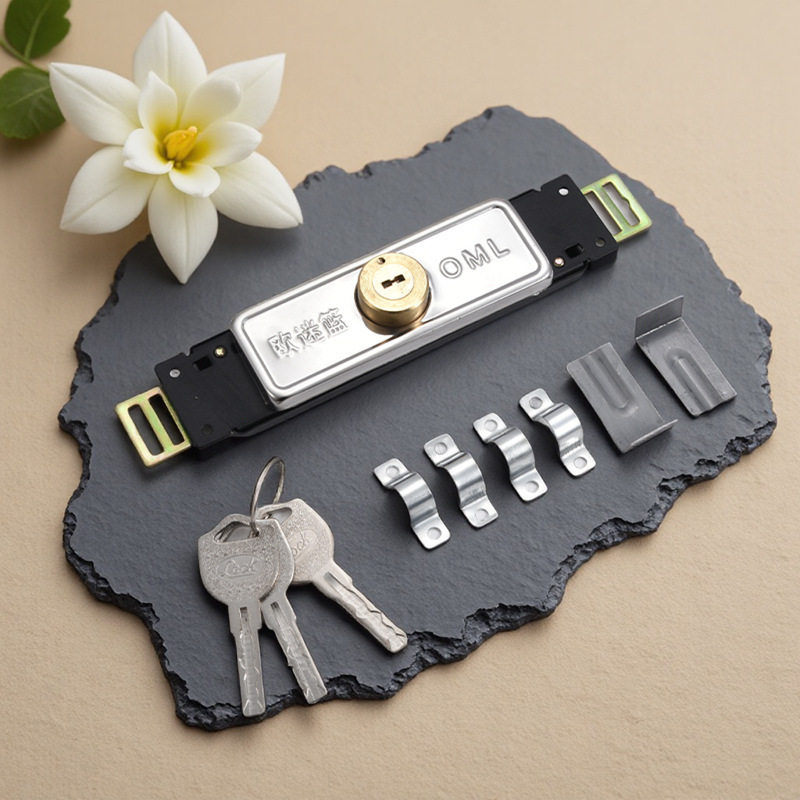 卷帘门锁防盗中开薄型十一字月牙叶片拉闸锁厂房车库商铺 卷闸门