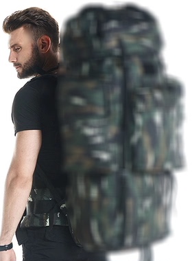 新式背囊迷彩包110L旅行战术背包大容量户外徒步行山登山双肩男女