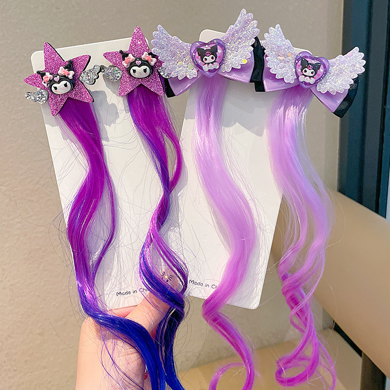 库洛米儿童假发辫挑染编发夹卡通可爱五角星假发丝女孩辫子发饰