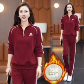 洋气宽松两件套 休闲运动服套装 时尚 女2025秋冬季 韩版 加绒加厚新款