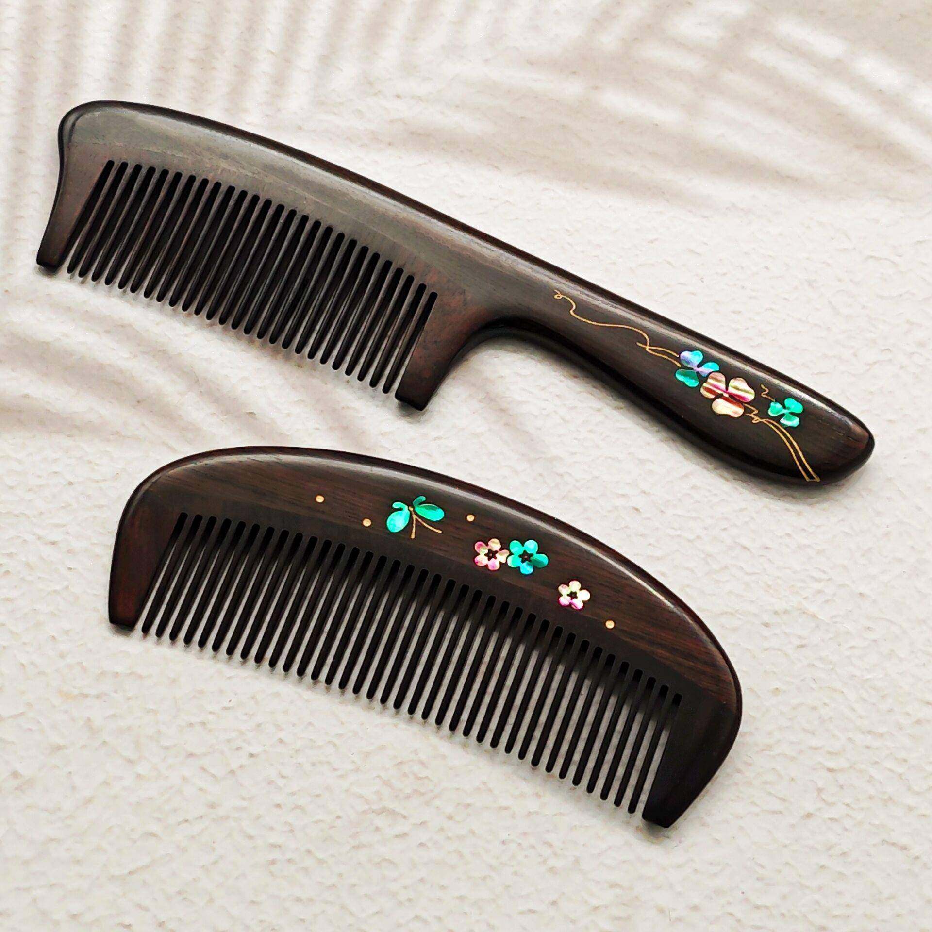 厂家直供檀木梳手工螺钿镶嵌彩绘漆艺文创商务礼品礼盒