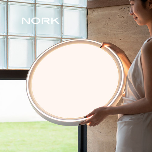 诺克米白卧室吸顶灯护眼圆形灯具