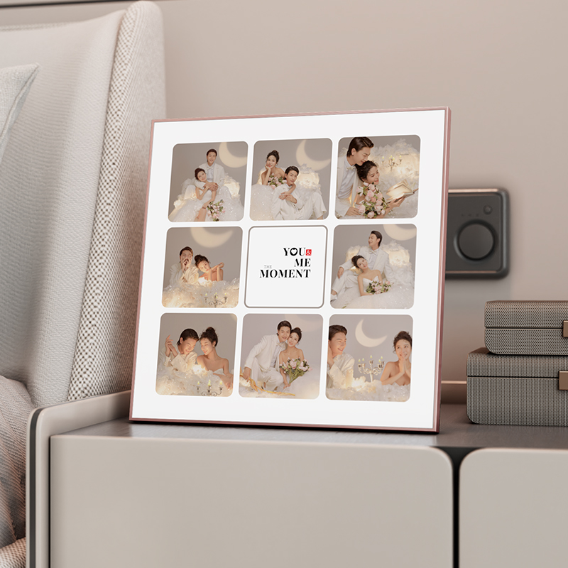 相框定制洗照片做成摆台儿童情侣婚纱照九宫格全家福相.片打印裱