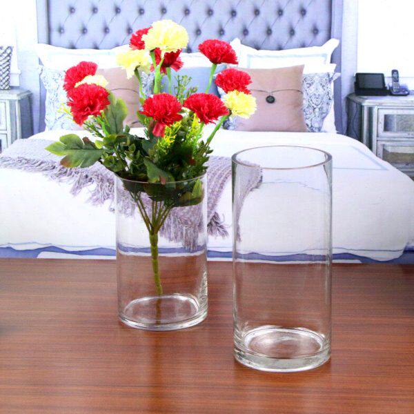 透明圆柱形直筒小号热带鱼缸玻璃插花瓶小玻璃杯高细花瓶家装摆件