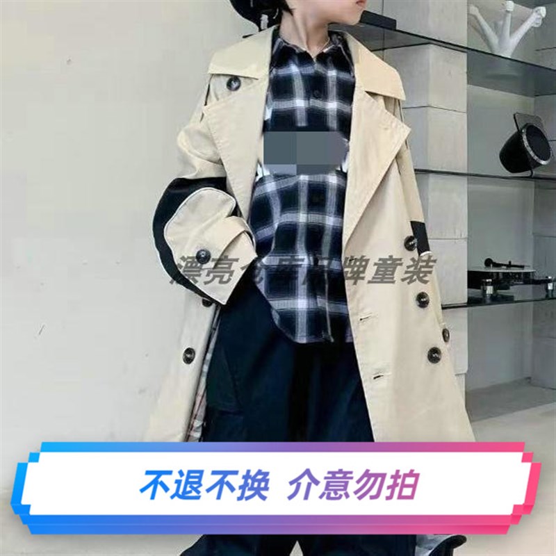 2025新款春秋男女m孩子风衣外套中长款学院风休闲时尚中大童01783