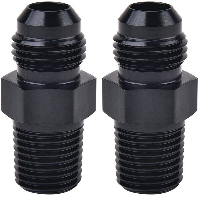 直型适配器AN3/AN4/AN6/AN8/AN10/AN12公头转NPT接头黑色 2只装