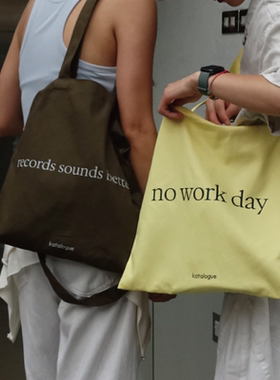 Katalogue Slogan系列帆布袋多色男女日系韩系通勤斜挎单肩印花