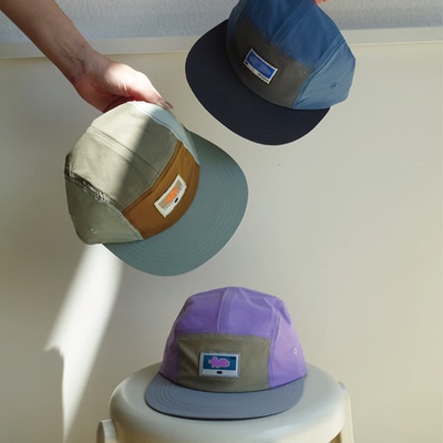 Katalogue邮票织标拼色速干五片帽露营户外男女中性日系