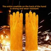 防火线 防烫 双层加长 柔软 隔热 焊工专用 全牛皮焊接手套