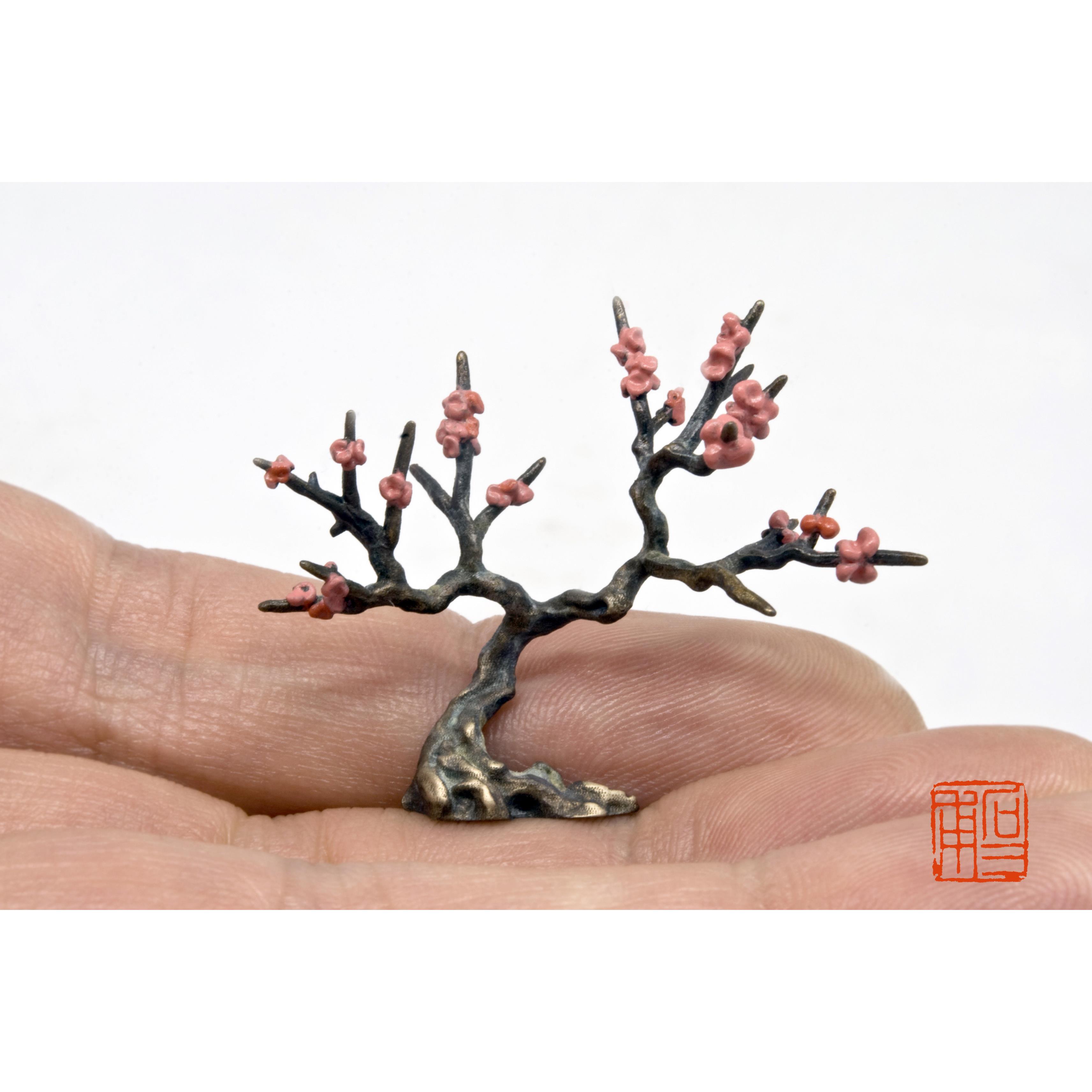 石三甫 纯铜彷古微型沙盘盆景假山置景微缩景观迷你摆件彩铜梅花