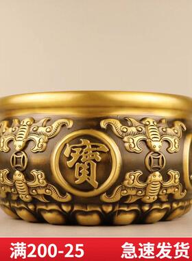 铜聚宝盆摆件家用客厅前台装饰品存钱罐财纯招铜制工艺礼品摆饰黄