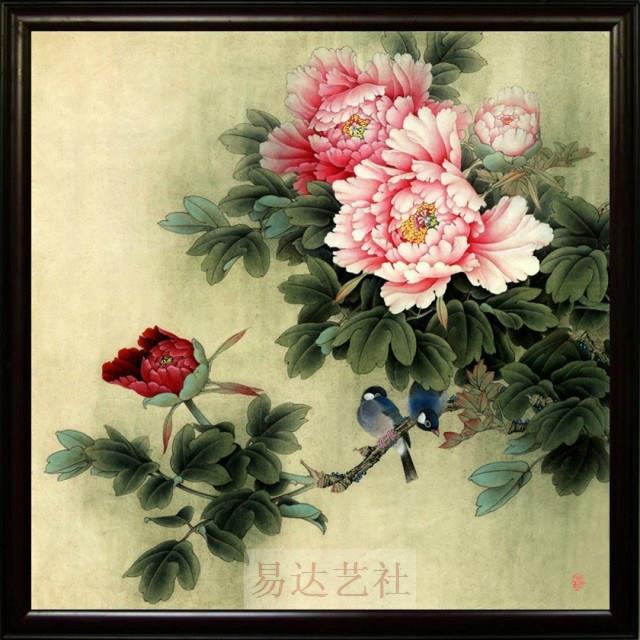 景德镇 瓷板画 牡丹 花开富贵 高级茶馆 私人会所 高档装饰品瓷画
