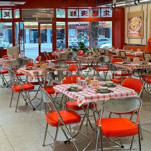 港风茶餐厅大排档桌椅组合夜宵摊餐饮市井外摆烧烤小吃店折叠桌子