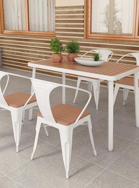 户外塑餐022001桌椅木咖啡餐厅室外休闲长方形桌椅网红烧烤店厅一