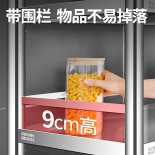 304不储锈KVB置钢物架收纳架落地多层加厚厨房物锅子式带围栏微波