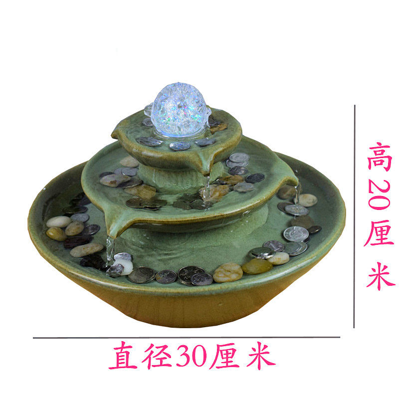 财源滚滚陶瓷流水景喷泉风水轮球生招财客厅玄关家居开业送礼摆件