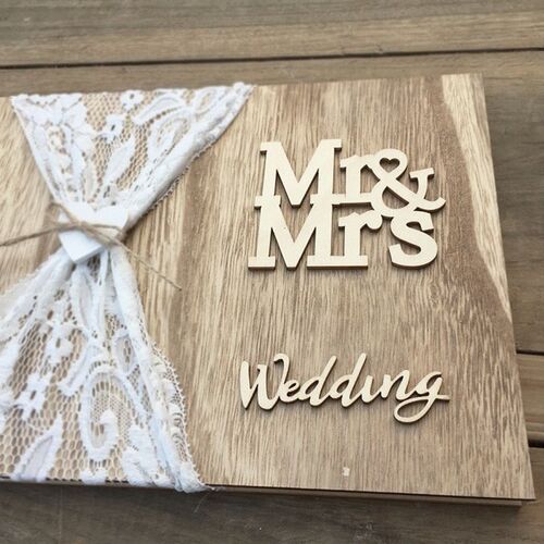 婚礼用品签到本木制先生夫人MRMRS结婚宾客签到本婚礼签名册