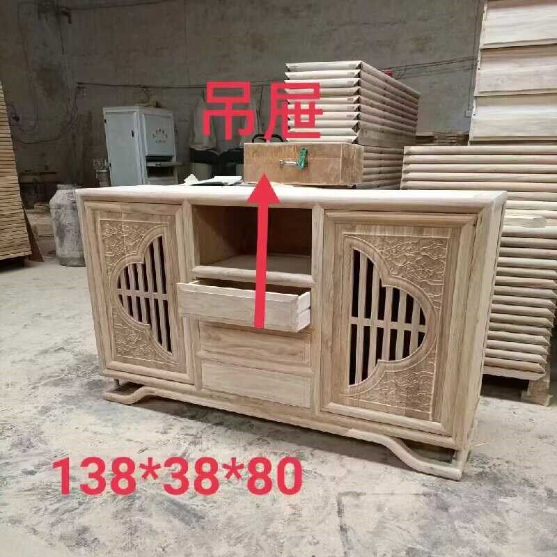 北方老榆木新中式实木餐边柜玄关柜白茬白胚坯客厅储物柜靠墙边柜