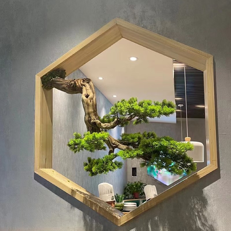 仿真松树迎客松罗汉崖柏松盆景摆件绿植造景假树景观树枯树造型树