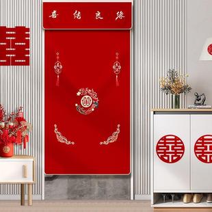 卧室房门装 结婚刺绣红色门帘婚房布置套装 饰喜字挂帘婚庆布艺喜帘