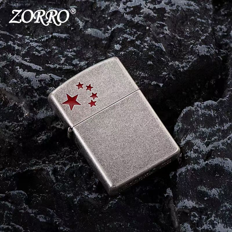 ZORRO佐罗五星煤油打火机男复古老式砂轮纯铜红星防风送男友高档