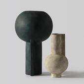 侘寂风纯手工陶艺抽象几何花器 现代艺术花瓶饰品摆件 民宿样板房